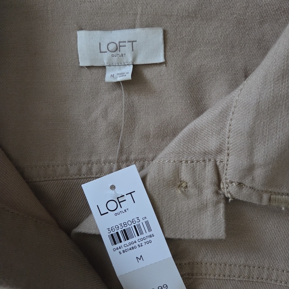 LOFT Cropped Beige Button-Up Jacket Size Medium - Picture 3 of 5